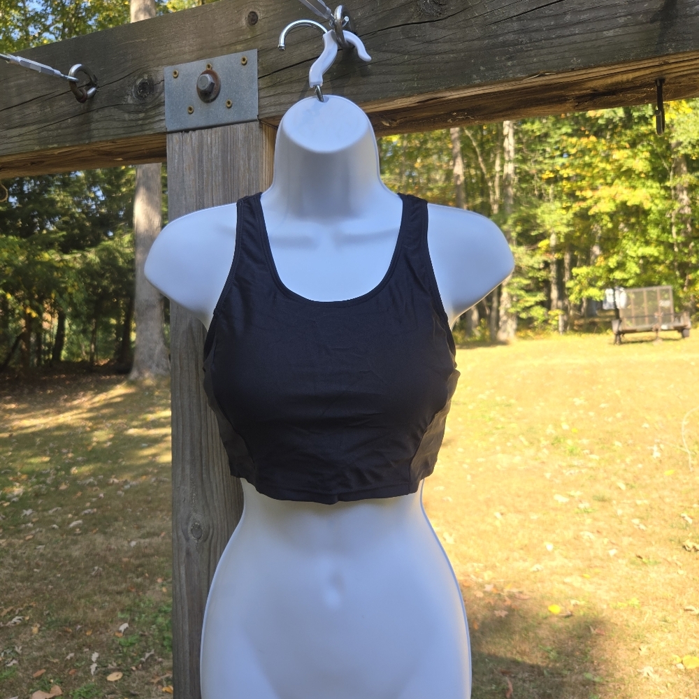 Tempt Me- Black- Full Coverage- Bathing Suit- Sports Bra- Size Small